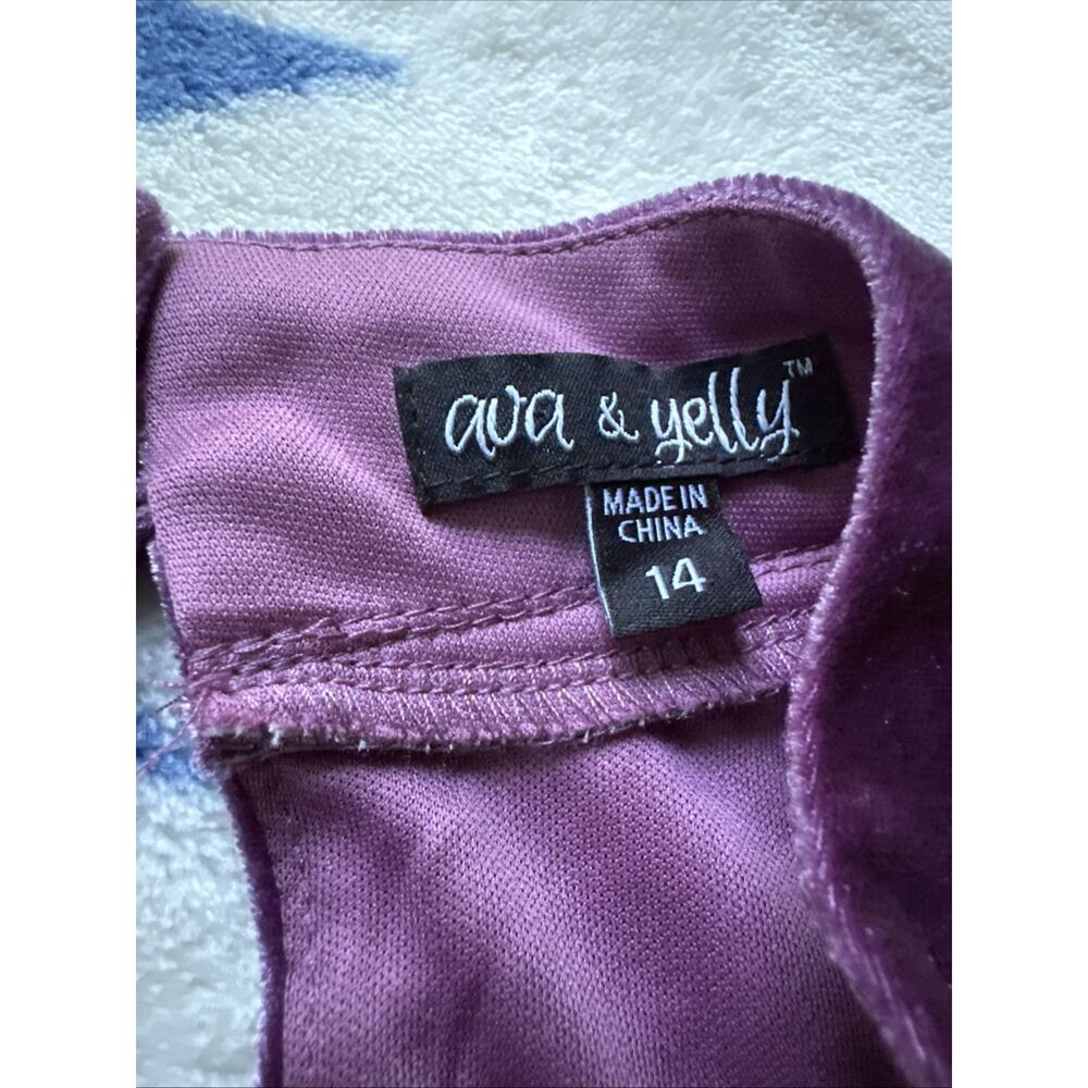 Ava & Yelly Nordstrom Girls Size 14 Mock Neck Velour Jumpsuit Purple Elegant NWT - Picture 5 of 16